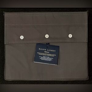 $175 NEW RALPH LAUREN HOME QUEEN FLAT SHEET PERCALE ORGANIC COTTON LOFT GRAY